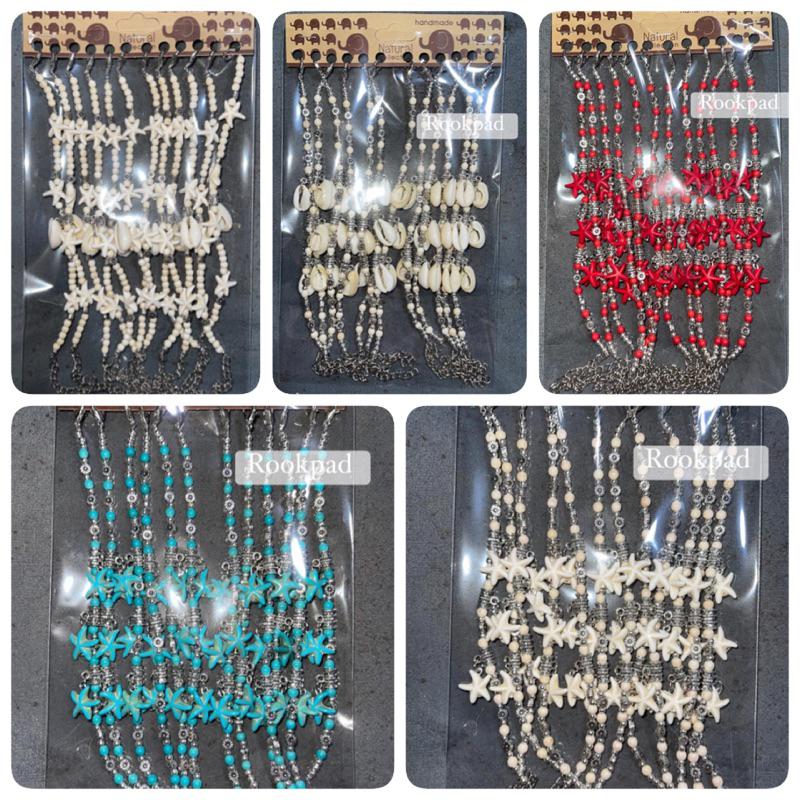สร้อยข้อมือจี้หอยจี้หินรูปปลาดาวขายส่ง1แพ็ค12ชิ้น