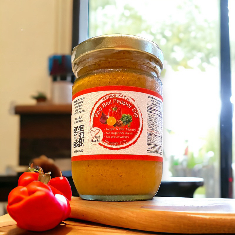 201RB วีแกนคีโตดิพพริกตุ้มแดง Vegan Keto Red Bell Pepper Dip