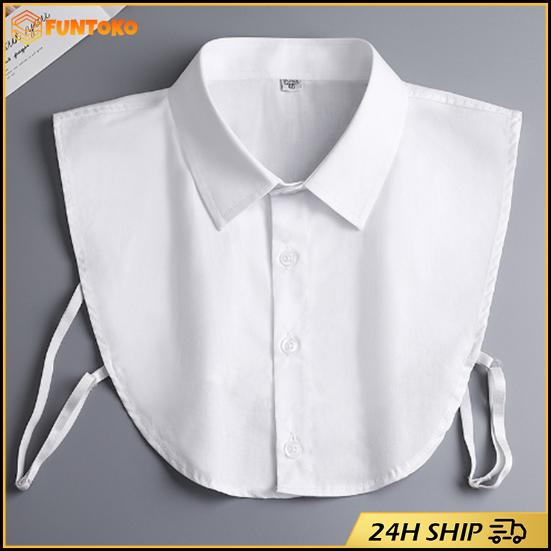 พร้อมส่ง เสื้อเชิ้ต คอปกปลอม แฟชั่นสําหรับผู้หญิง สไตล์นักธุรกิจ แบบเรียบง่าย   ร้านอยู่กรุงเทพ