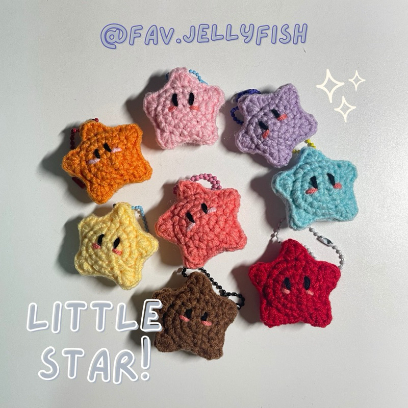 fav.jellyfish | twinkle little star keychain!🌟 🌈 พวงกุญแจไหมพรมรูปดาว