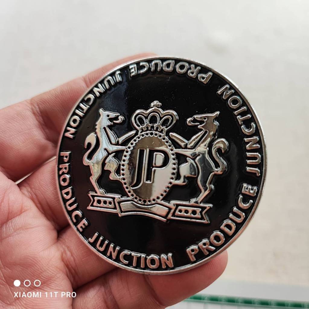 ส่งจากกรุงเทพ โลโก้ โลหะ ลอกกาวแปะได้เลย ขนาด6.2เซนติเมตร จังชั่นโปรดัก JP JUNCTION PRODUCE จังชั่นโปดิว