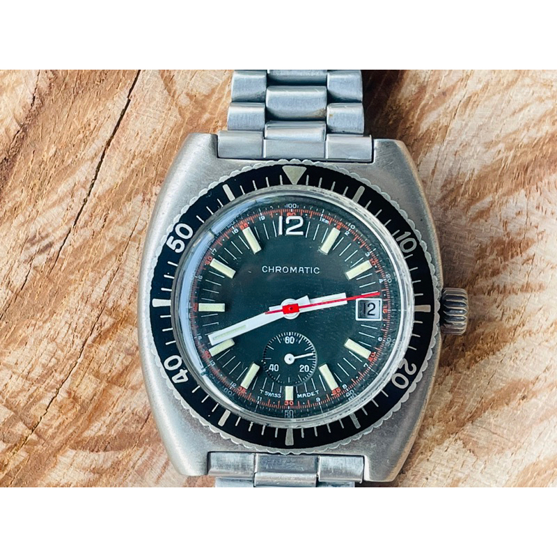 นาฬิกาไขลานดำน้ำพรายน้ำ Tritium (ทริเทียม) ปี1970’s Vintage watch Chromatic Diver’s Manual Winding