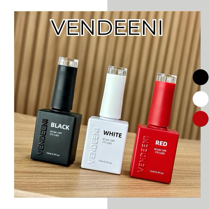 สีเจลแบรนด์ #VENDEENI แม่สีเนื้อแน่นทาง่าย  สีตรงปกสุด ปริมาณต่อขวด 15 ml. สีขาว สีดำ สีแดง มีให้เลือกถึง 3 สี – โปรปัง