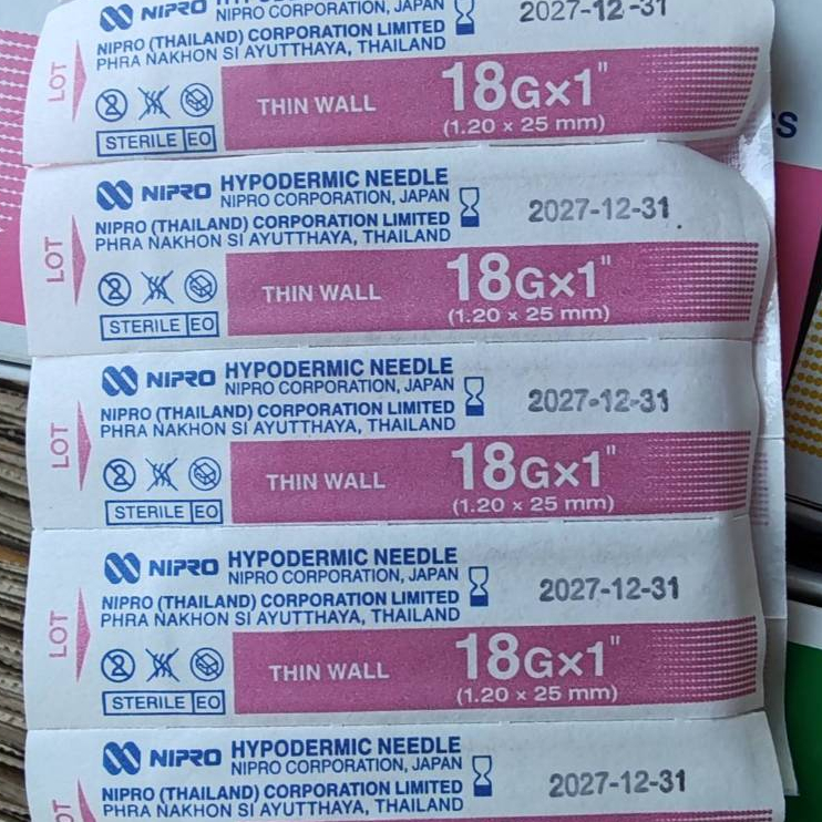 Nipro เข็ม ฉ ีดยา เบอร์18-30 10ชิ้น hypodermic needle