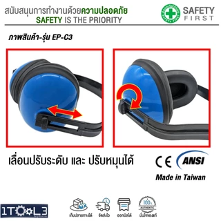 ที่ครอบหูลดเสียงแบบคาดศีรษะ น้ำหนักเบา ผลิตจากไต้หวัน มาตรฐาน CE EN352 ANSI วัสดุคุณภาพดี ใส่สบาย
