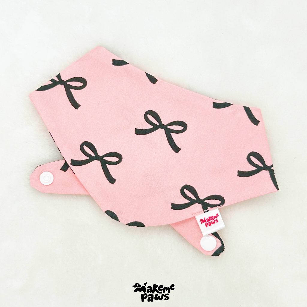 Pink Ribbon Bandana ลายโบว์ ผ้าพันคอสัตว์เลี้ยง สุนัข หมา แมว