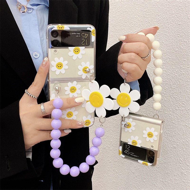 เคสฟลิปลายดอกเดซี่แสนคิวทึ มาพร้อมสายคล้องมือเข้าเซ็ท for Samsung Galaxy Z Flip 6 Z Flip5 Z Flip4 Z Flip3 [Pre-Order]