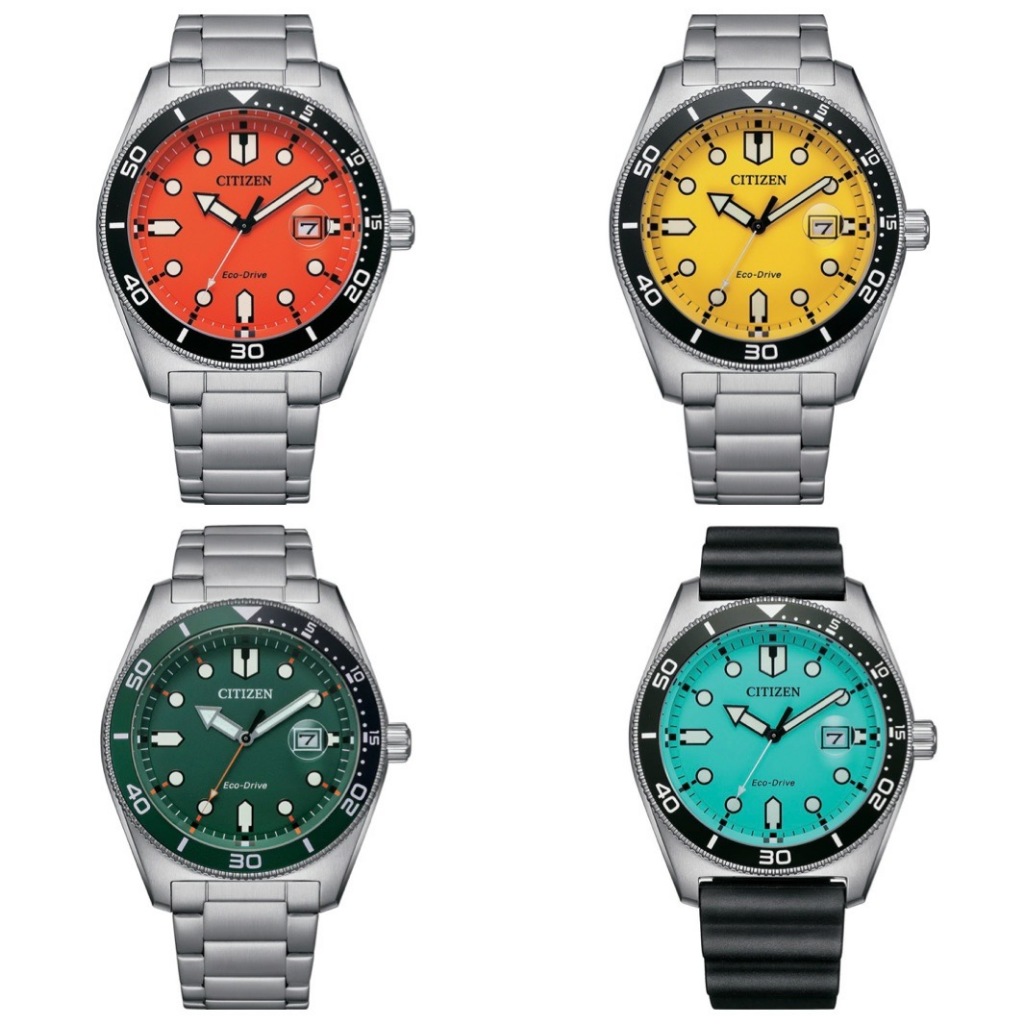 นาฬิกาข้อมือผู้ชาย CITIZEN Eco-Drive Aqua Matic รุ่น AW-1760-81X สีส้ม AW1760-81Z สีเหลือง AW1768-80X สีเขียว AW1760-14X