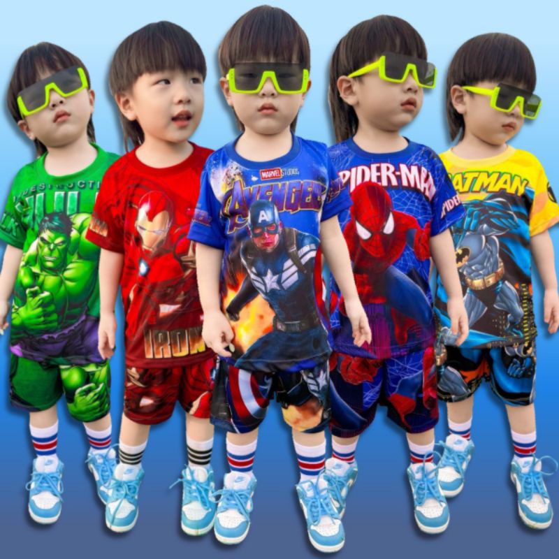 ชุดเด็กชายเท่ห์ๆ รุ่นKK เสื้อแขนสั้น กางเกงขาสั้น ผ้าไมโครเนื้อเรียบ ผ้านุ่มลื่น ใส่สบาย