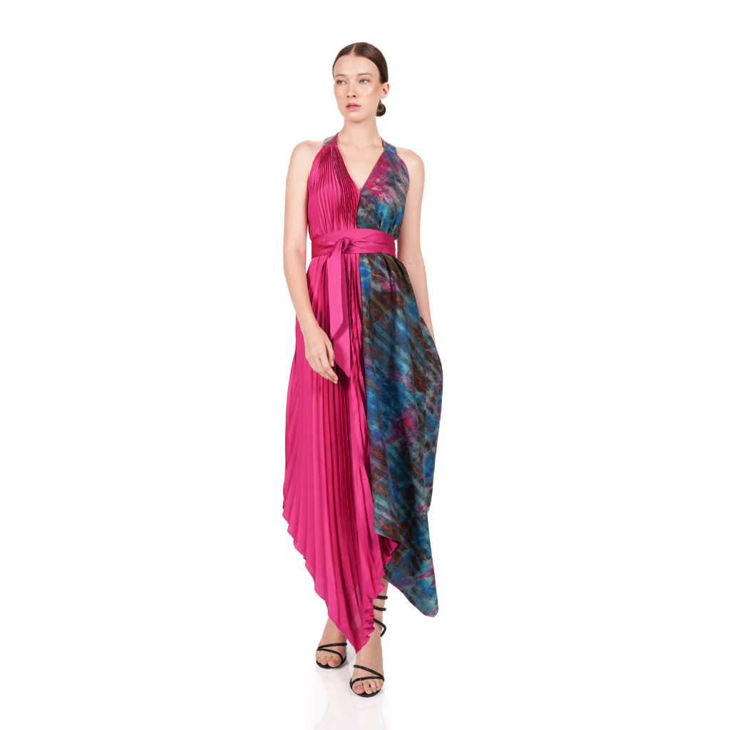 Kemissara Eva Dress Thai silk tie dye Orchid Pink (E7)