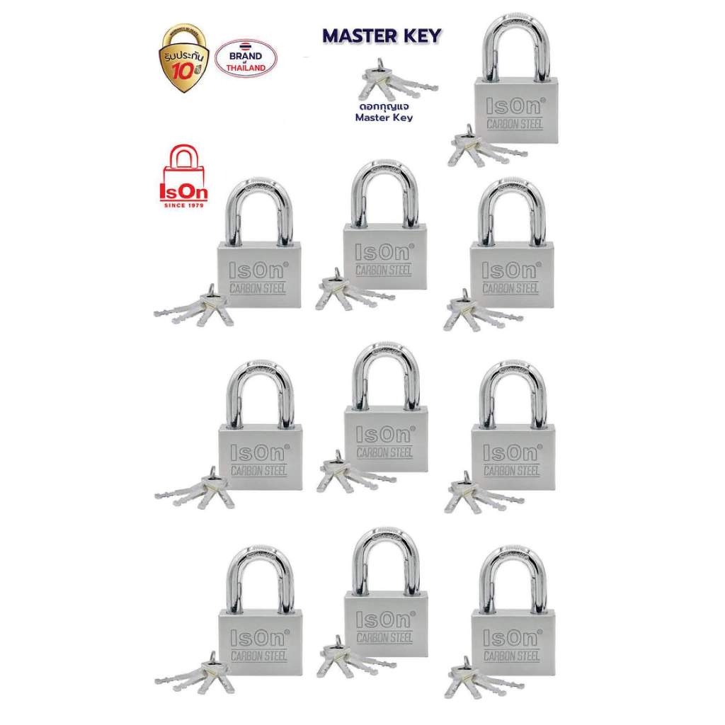 ISON by ISEO MASTER KEY ชุดกุญแจ 40มม.มาสเตอร์คีย์ 10ชุด แถมถุงผ้า