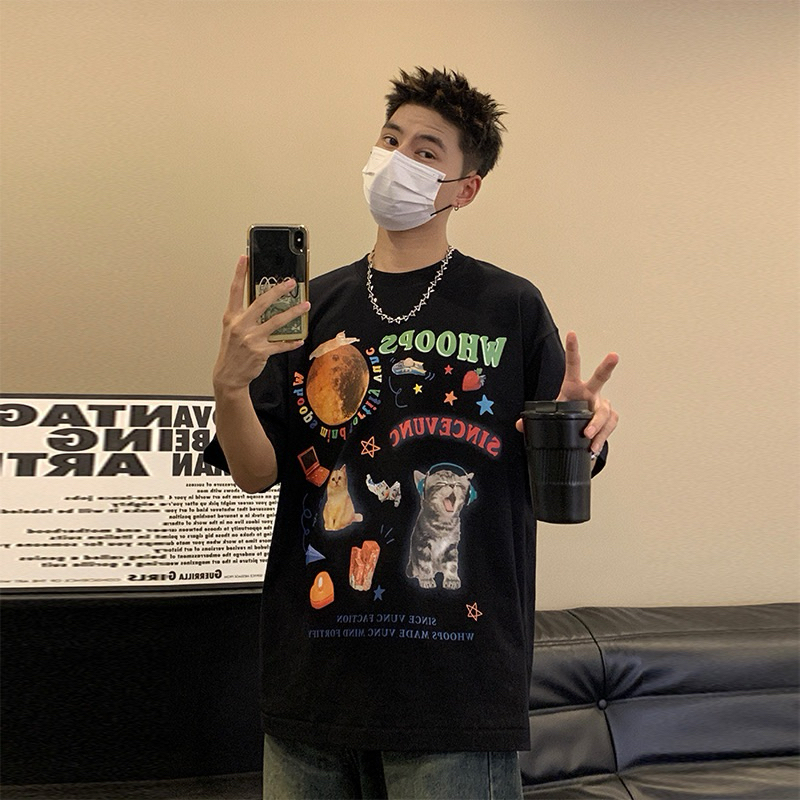 เสื้อยืดผู้ชายโอเวอร์ไซส์ cat whoops