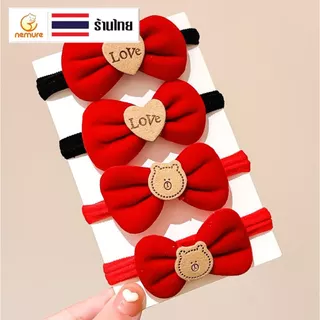 (A-317) ยางรัดผมเส้นหนา ติดโบว์ทักซิโด สีแดง น่ารัก มี 2 แบบ เลือกแบบได้