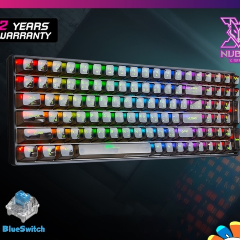 Nubwo X38   Mechanical SW BT/Wireless Gaming Keyboard  BLUE SWคีย์บอร์ดเกมมิ่ง พร้อมด้วยไฟ Full RGB 