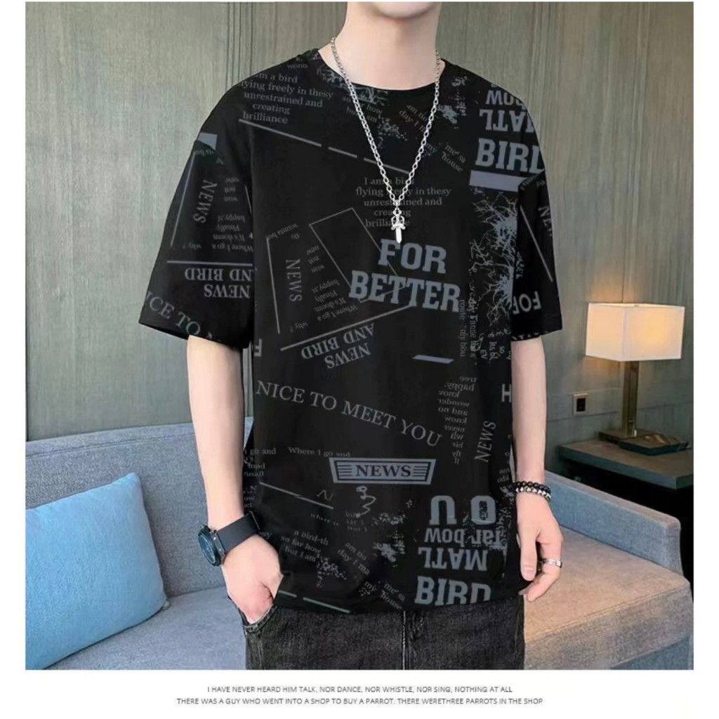 (NEWMEN 2023) เสื้อยืดคอกลมแขนสั้น เสื้อยืดผู้ชาย ลายเท่ๆ(มี2สี) สินค้าพร้อมส่ง