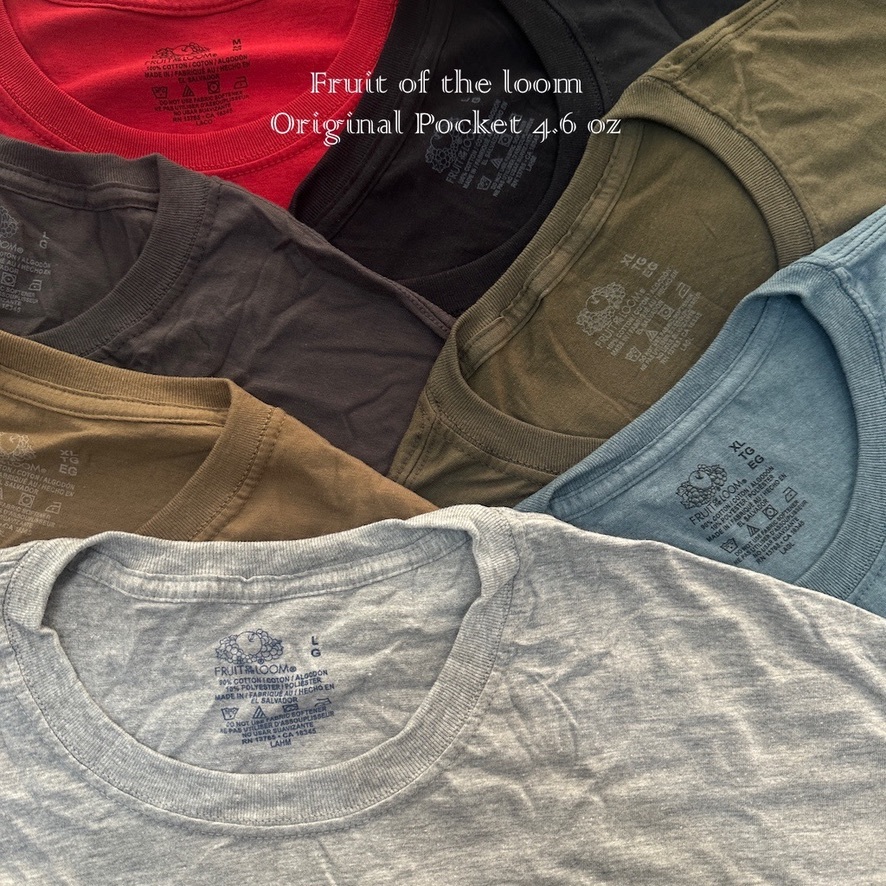 Fruit of the Loom Original Pocket เสื้อยืดคอกลมกระเป๋าหน้า 4.6 oz  Made in El Salvador