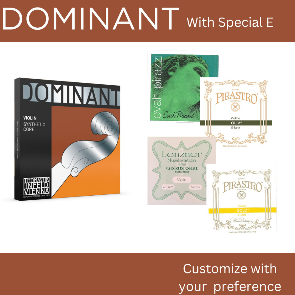 ชุดสายไวโอลิน Thomastik รุ่น Dominant + Special E(Thomastik-Infeld Dominant Violin String Set with special E string)