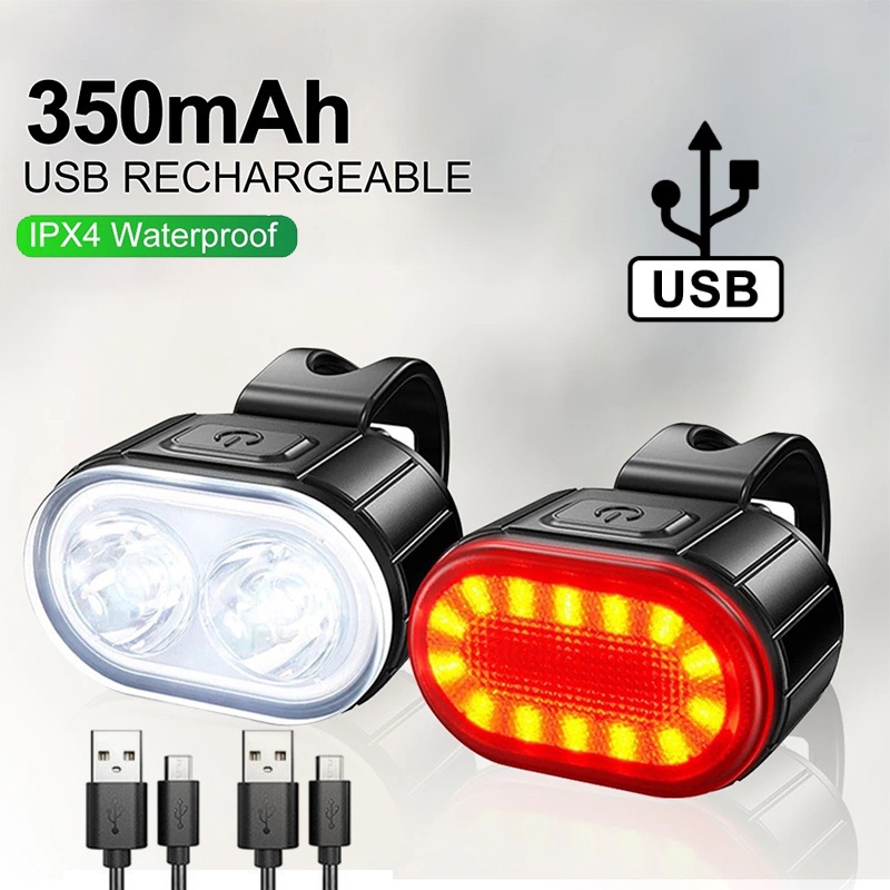 ไฟจักรยาน LED ชุดไฟท้ายจักรยาน ชาร์จ USB กันน้ํา ไฟติดจักรยาน อุปกรณ์เสริม สําหรับจักรยานเสือภูเขา
