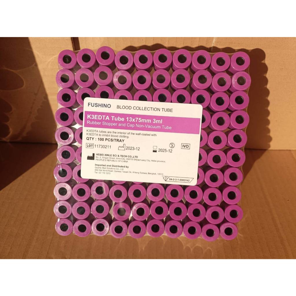 100หลอด Fushino K3 EDTA 3.0 ML 100 หลอด/แพค