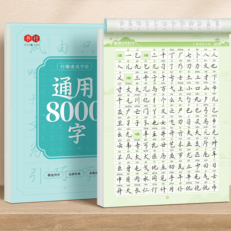 หนังสืออักษรจีน 8000 อักษรลายมือ พร้อมกระดาษไขลอกลายในเล่ม