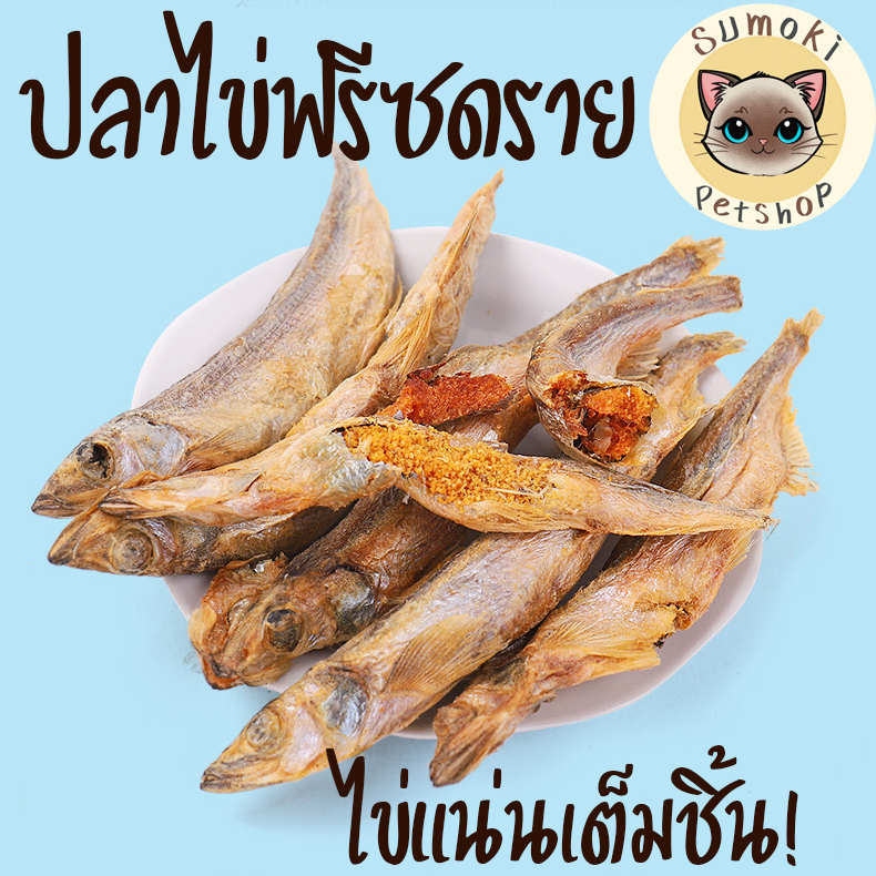 ปลาไข่ฟรีซดราย เต็มชิ้น ไข่แน่น ปลาไข่อบแห้ง ขนมสัตว์เลี้ยงหมาแมว