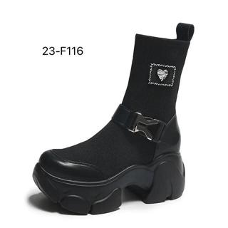 รองเท้าบูทยาวผ้าไนลอน ซิปหลัง สูง 3 นิ้ว รุ่น 23-F116