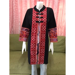 เสื้อคลุมยาว ผ้าฝ้ายผ้าพื้นเมืองพิมพ์ลาย