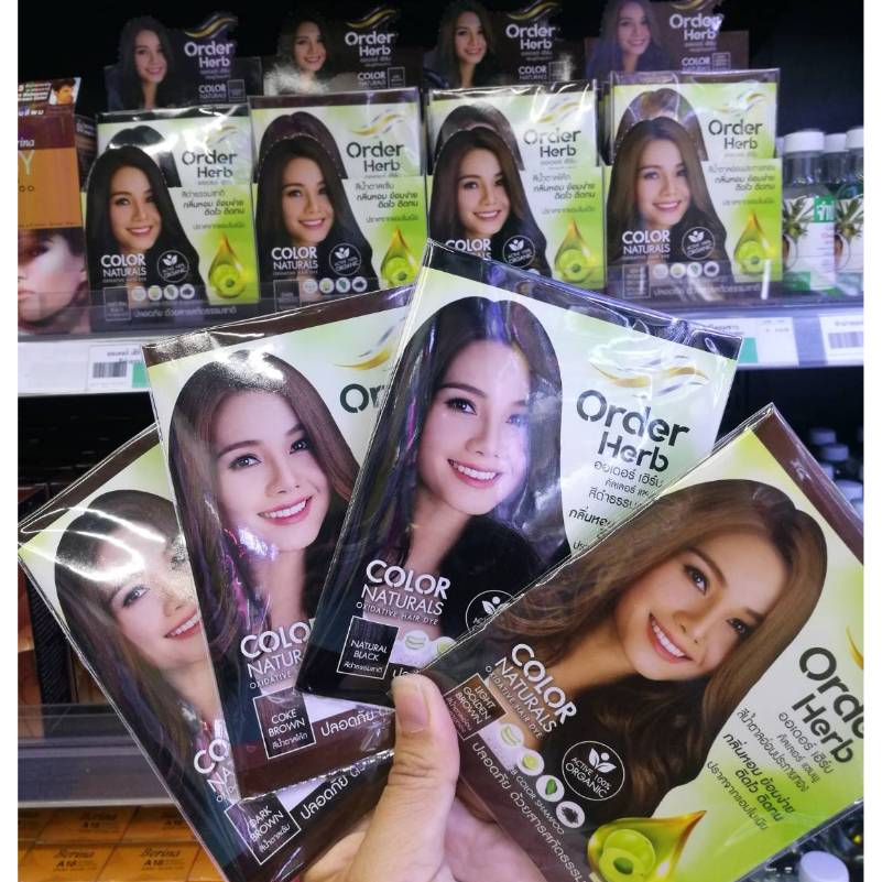 Order Herb ออเดอร์เฮิร์บ คัลเลอร์ แชมพูปิดผมขาว   ปริมาณ 30 มล. มี 4 สี