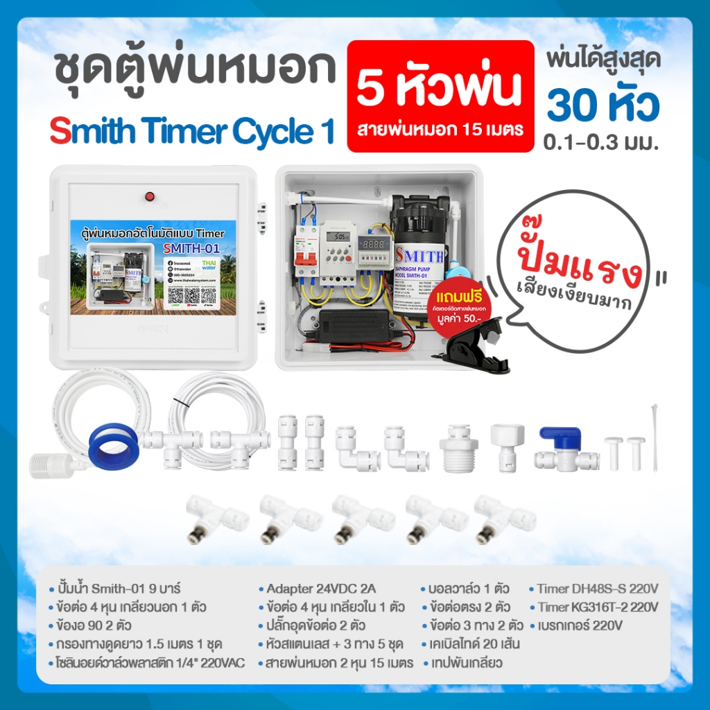 SMITH TIMER CYCLE 1-9 ชุดตู้พ่นหมอก ชุดตู้คอนโทรลพ่นหมอก เครื่อง TIMER ตั้งเวลาการทำงาน ตู้คอนโทรลปั