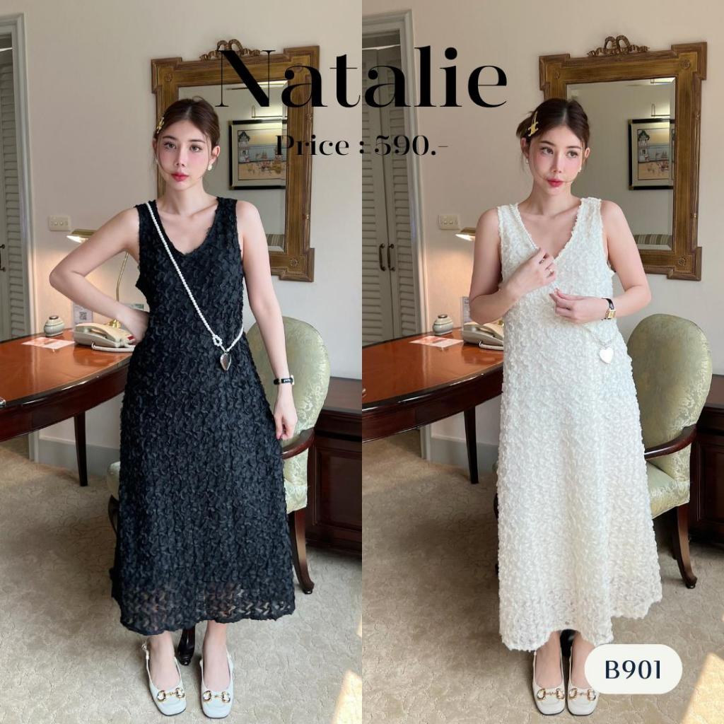 เดรสแขนกุด เดรสมีดี้ ดีเทลผ้าลูกไม้ มีซับใน B901 l NATALIE