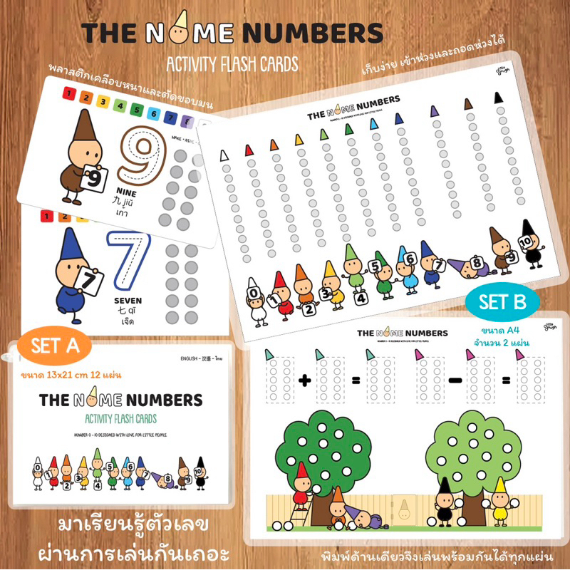 Play Mats แผ่นเล่นแป้งโดว์ ชุด ตัวเลข น้อง Nomes คนแคระน้อย