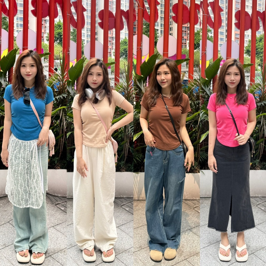 เสื้อยืดจั๊ม หุ่นเพรียวเสื้อคอกลมตัวยาวเอวจั๊มผ้าดีใส่สบาย ( GC-408)