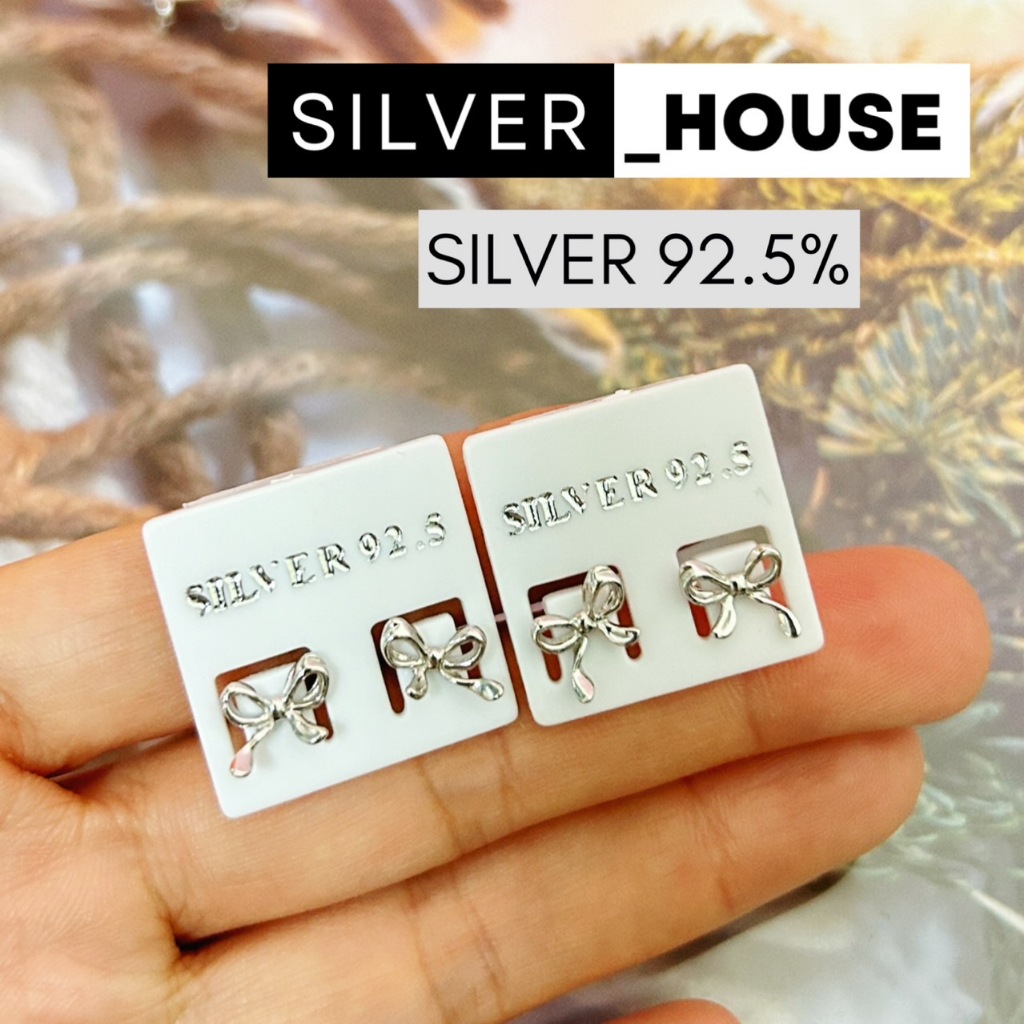 ต่างหูเงินแท้ 92.5% 🎀 รูปโบว์​ริบบิ้น น่ารักมินิมอล