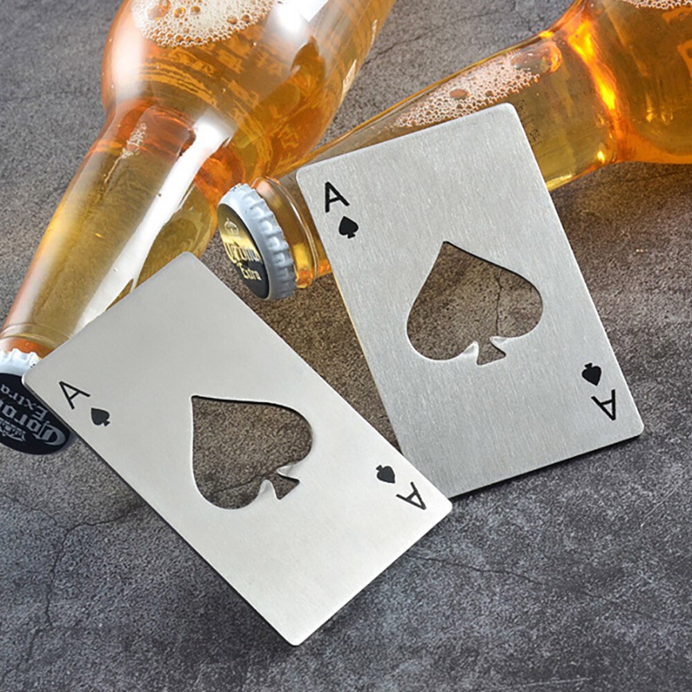 Ace of Spades ที่เปิดขวด Creative โป๊กเกอร์รูปร่างสแตนเลสในครัวเรือนเครื่องมือที่เปิดขวดที่เปิดเบียร์