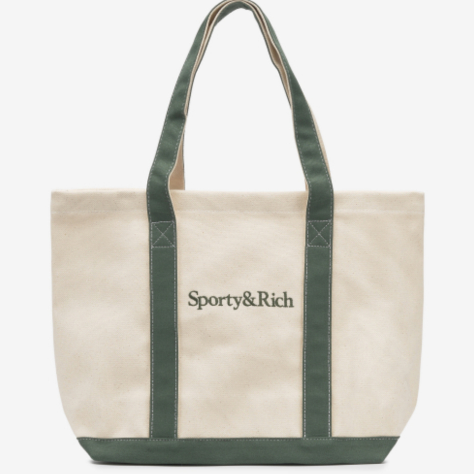 พรีออเดอร์ Sporty and rich - tote bag กระเป๋าผ้าโลโก้ sporty and rich สีขาว โลโก้เขียว new in pack w