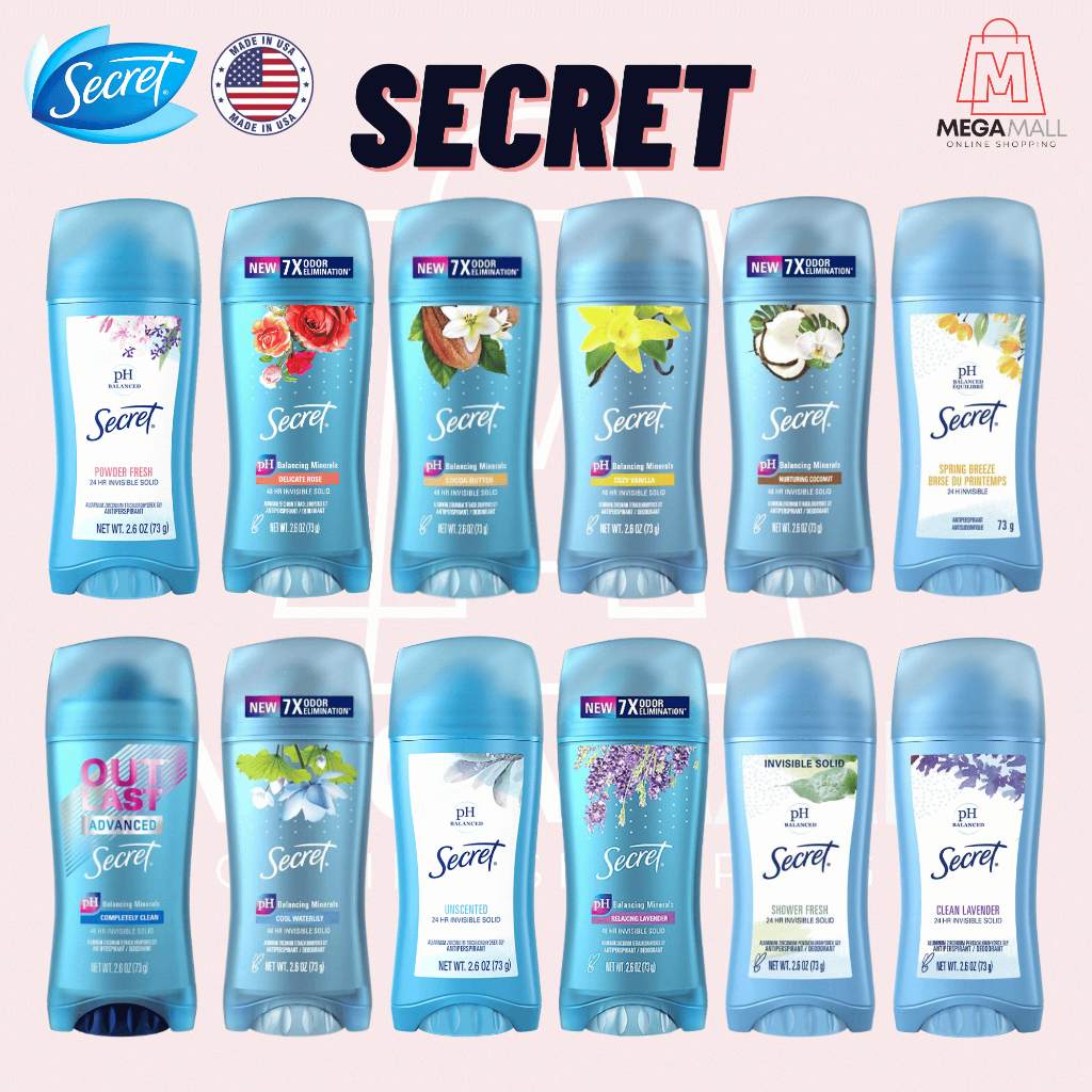 Secret โรลออน (พร้อมส่ง) สินค้านำเข้าจากUSA ของแท้ 100% Antiperspirant Deodorant Made in USA