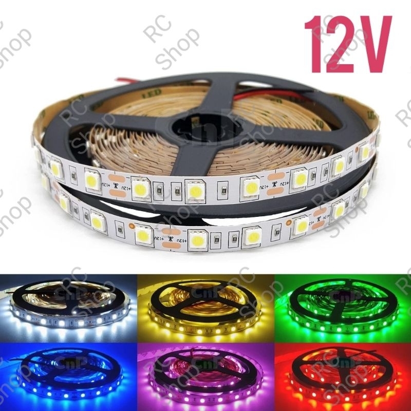 ไฟเส้น LED 5050 12V (ไม่เคลือบกันน้ำ IP20) ม้วน 5 เมตร