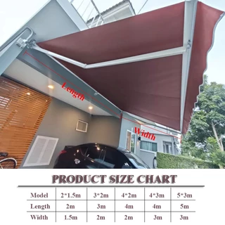 Cover The Sky Awning กันสาดมือหมุน กันสาดพับเก็บได้ ติดตั้งและปรับได้ง่าย เหมาะสำหรับระเบียงกลางแจ้ง กันน้ำ กัน UV