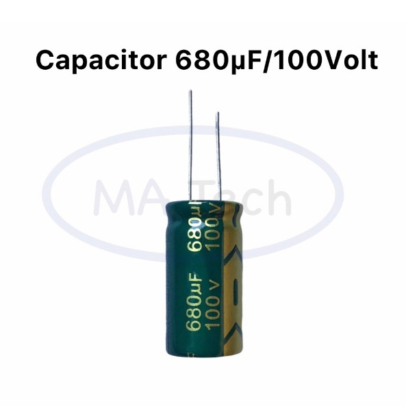 680uf 100V Capacitor 680uf/100V คาปาซิเตอร์ 100Vdc/680uF ขนาด 16x30 มม ตัวเก็บประจุไฟฟ้า