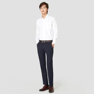 SUIT SELECT Wide Spread Dobby Shirt (White) เสื้อเชิ้ตผู้ชายสีขาว ทรงสลิม เสื้อเชิ้ตทำงาน