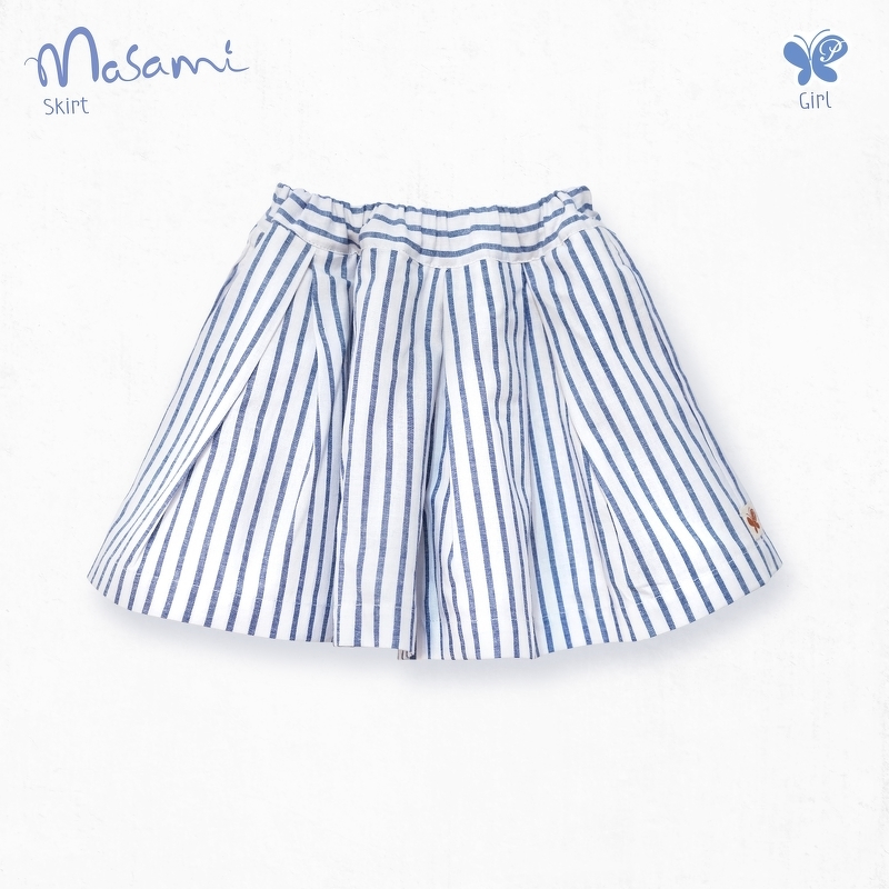 Girl Masami Skirt กระโปรงสั้นจีบทวิสสำหรับเด็กหญิง ใส่สบายด้วยเอวยางยืดรอบตัว มาพร้อมกระเป๋าซ่อนสองข้างและซับในทั้งตัว