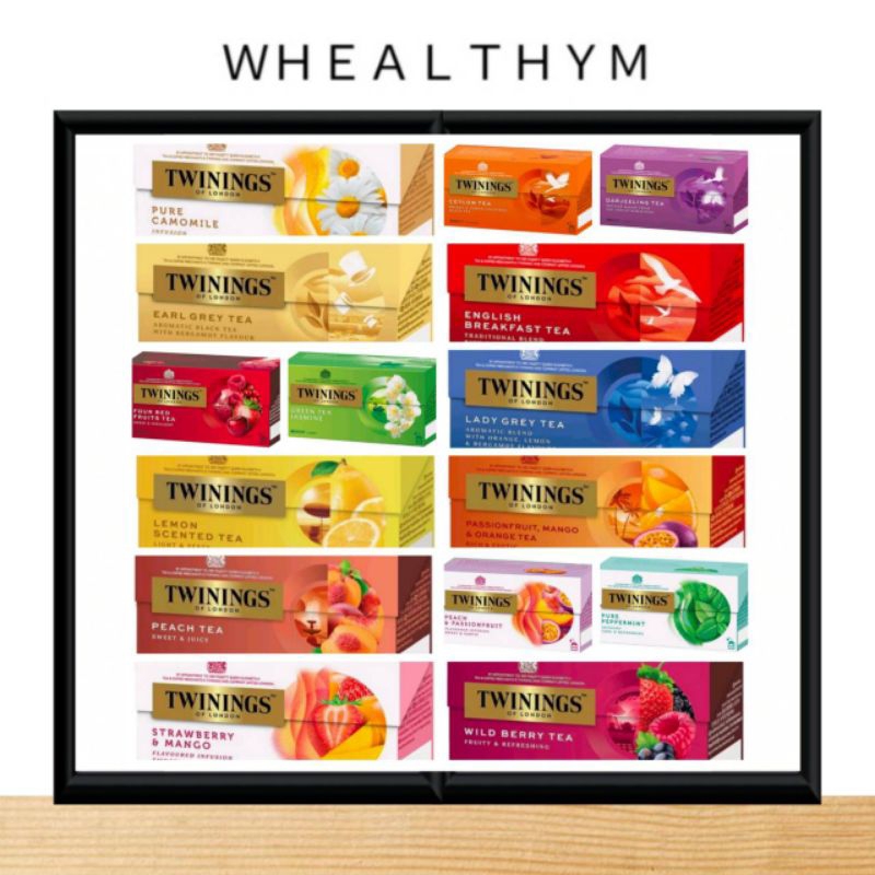 Twinings Tea 25 Tea bags ชา ทไวนิงส์ กล่อง 25 ซอง ชาดำ ชาผลไม้ คาโมมายล์ / เอิร์ลเกรย์ / เปปเปอร์มินต์ / ชาพีช / ชาเชียว