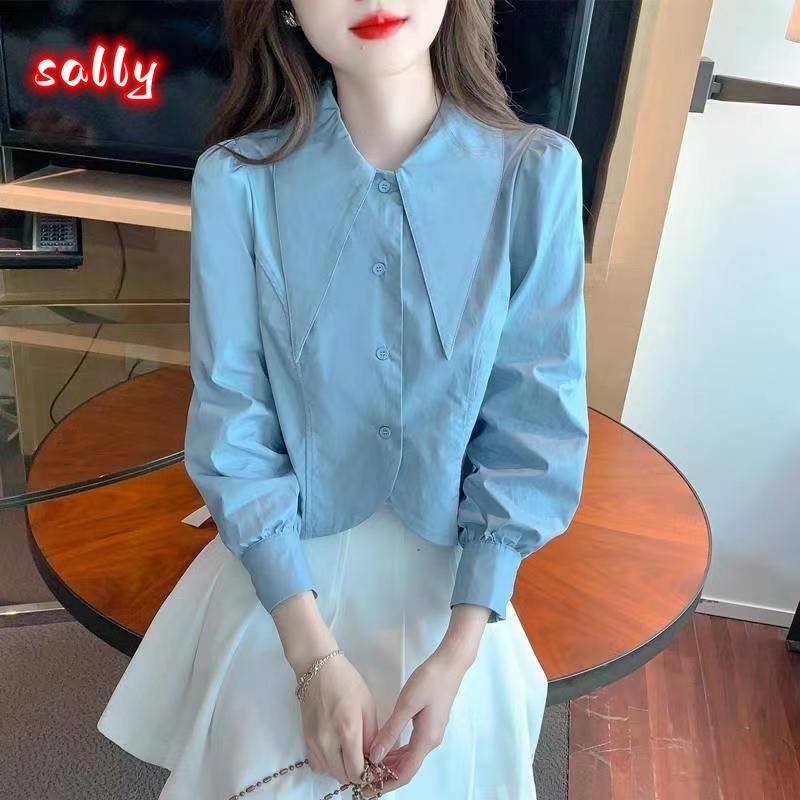 Sally จัดส่งทันที เสื้อเชิ้ต แขนพัฟ มิตรกับผิว ระบายอากาศ ทรงหลวมพอดีตัว เหมาะกับใส่ทํางาน สไตล์เกาหลี