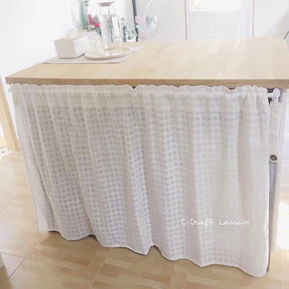ผ้าม่านครึ่งหน้าต่าง สไตล์มินิมอล ขนาด110x60cm ราคาเฉพาะม่าน