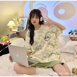 ชุดนอนผู้ใหญ่ ขนาด 5XL เซ็ตแขนสั้น-ขาสั้น ชุดนอนน่ารัก ชุดนอนลายการ์ตูน ชุดนอนสาวอวบ (อก 24 - 48 นิ้ว)