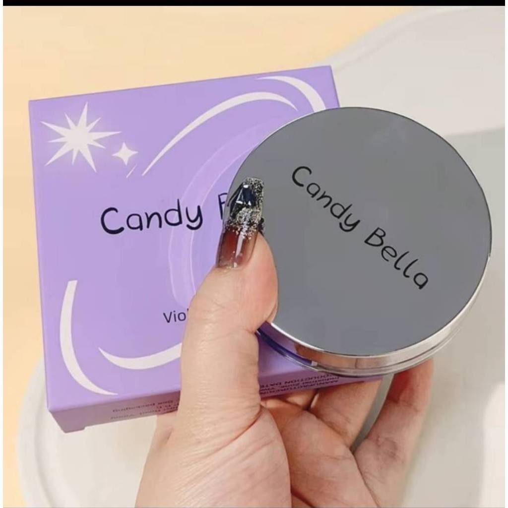 ( สีม่วง ) CandyBella แป้งเนื้อเจลสีม่วง บล็อกความมัน ติดทนนาน ไพรเมอร์ เบลอรูขมขน ขนาด 10 กรัม