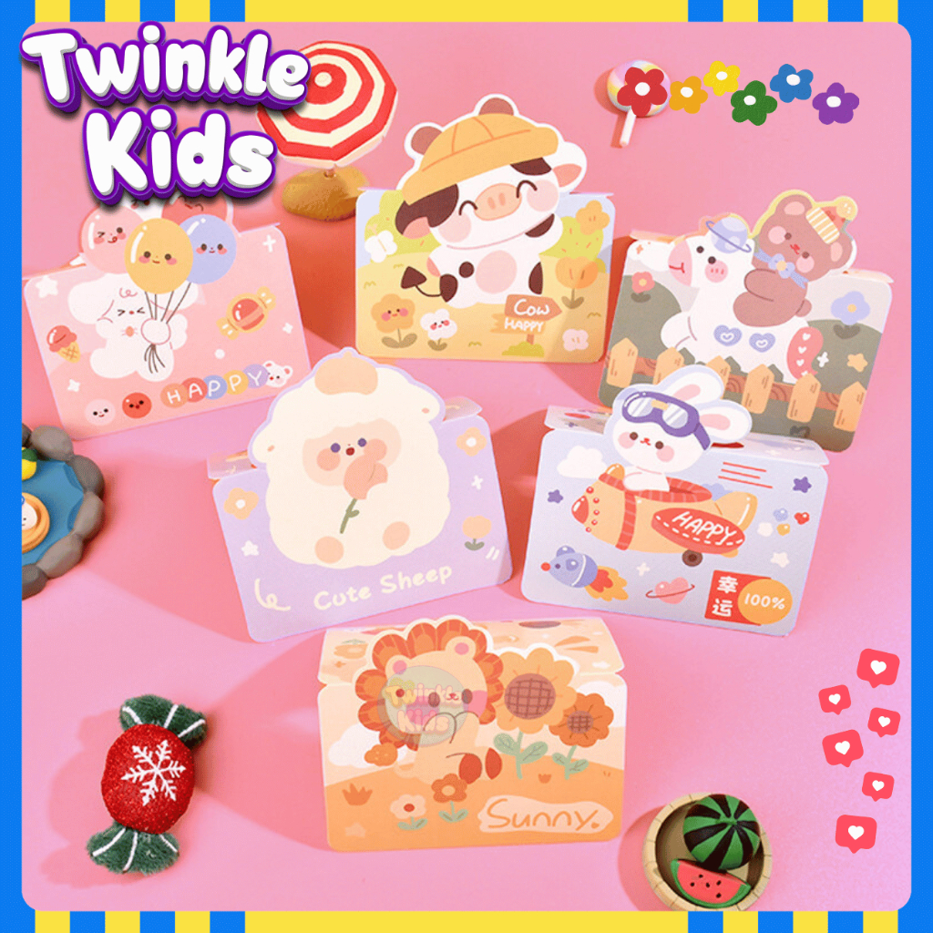 [ถูกคุ้ม! ] พร้อมส่งจากกทม. การ์ดอวยพร ลายการ์ตูนน่ารัก (ขั้นต่ำ 5 แผ่น) การ์ดแจกเพื่อน ลูกค้า ลายน่ารัก- Twinklekids