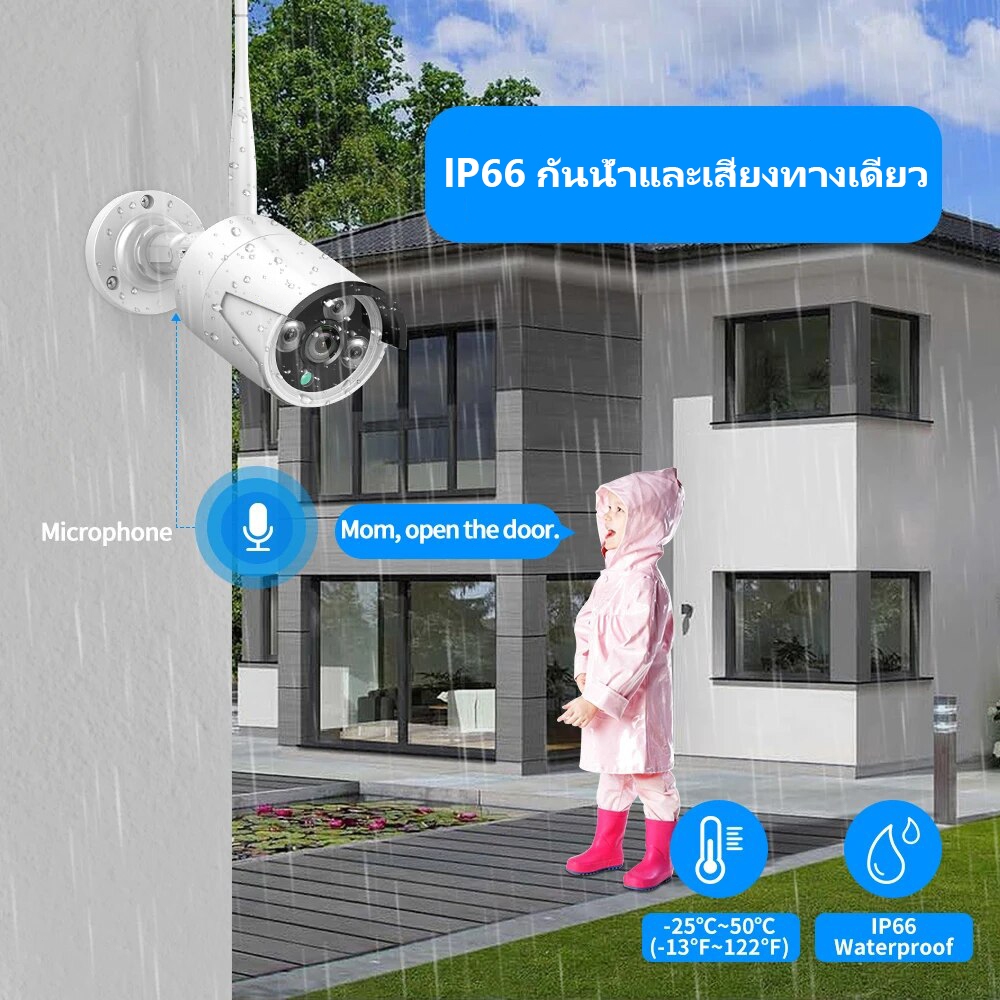 ชุดกล้องวงจรปิด ไร้สาย wifi cctv 4MP 8CH Wireless KIT 4ล้านพิกเซล ดูผ่านมือถือ มีฮอตสปอตในตัว ไม่มีเน็ตก็บันทึกได้อยู่