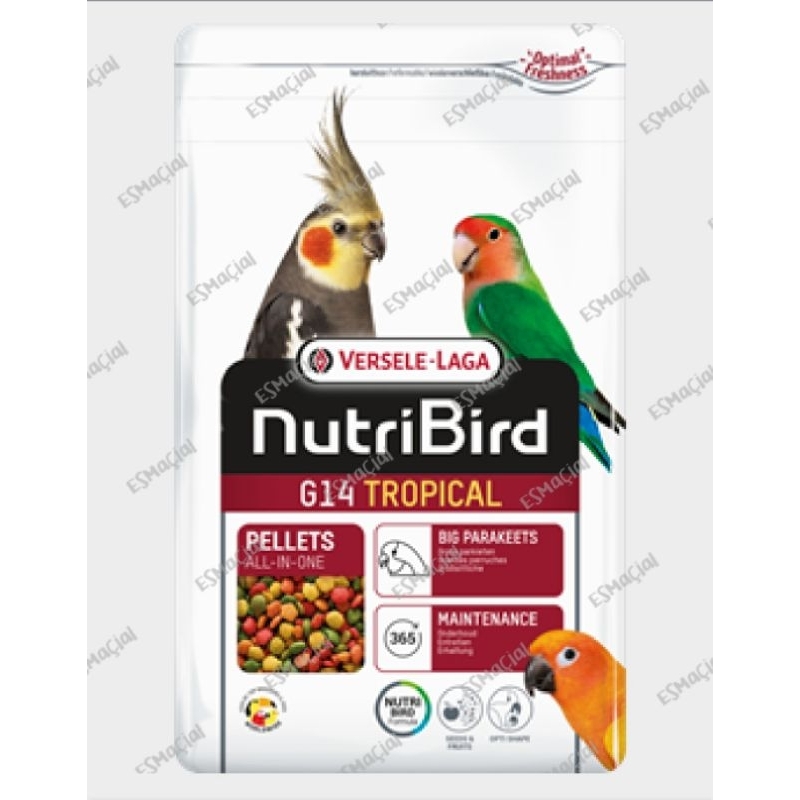 อาหารอัดเม็ดหลากสีสำหรับนกแก้ว ขนาดกลาง-ใหญ่ — VERSELE-LAGA G14 Tropical 1 kg.