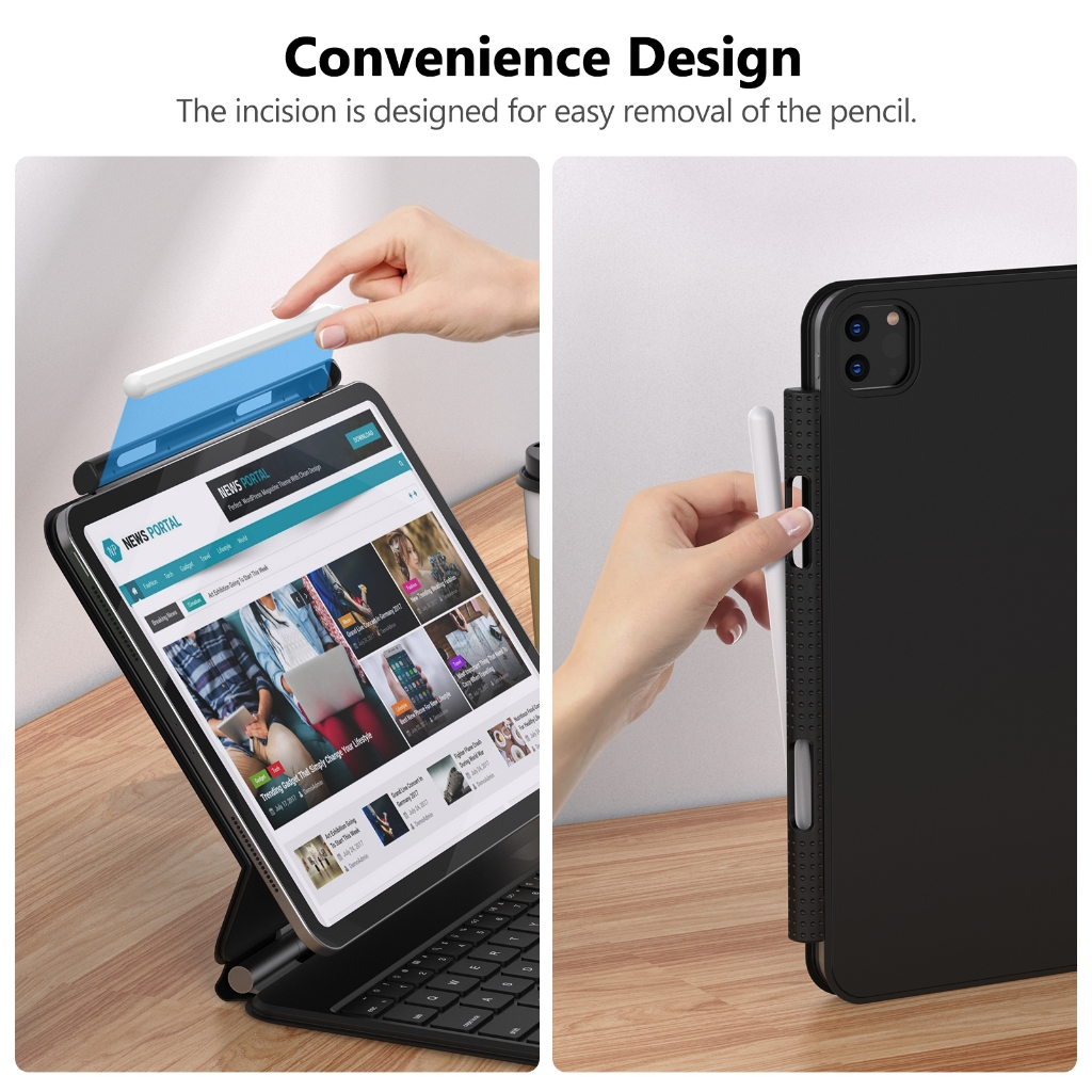 GOOJODOQ Magnetic Suction Stylus Slot case Install between iPad and keyboard case